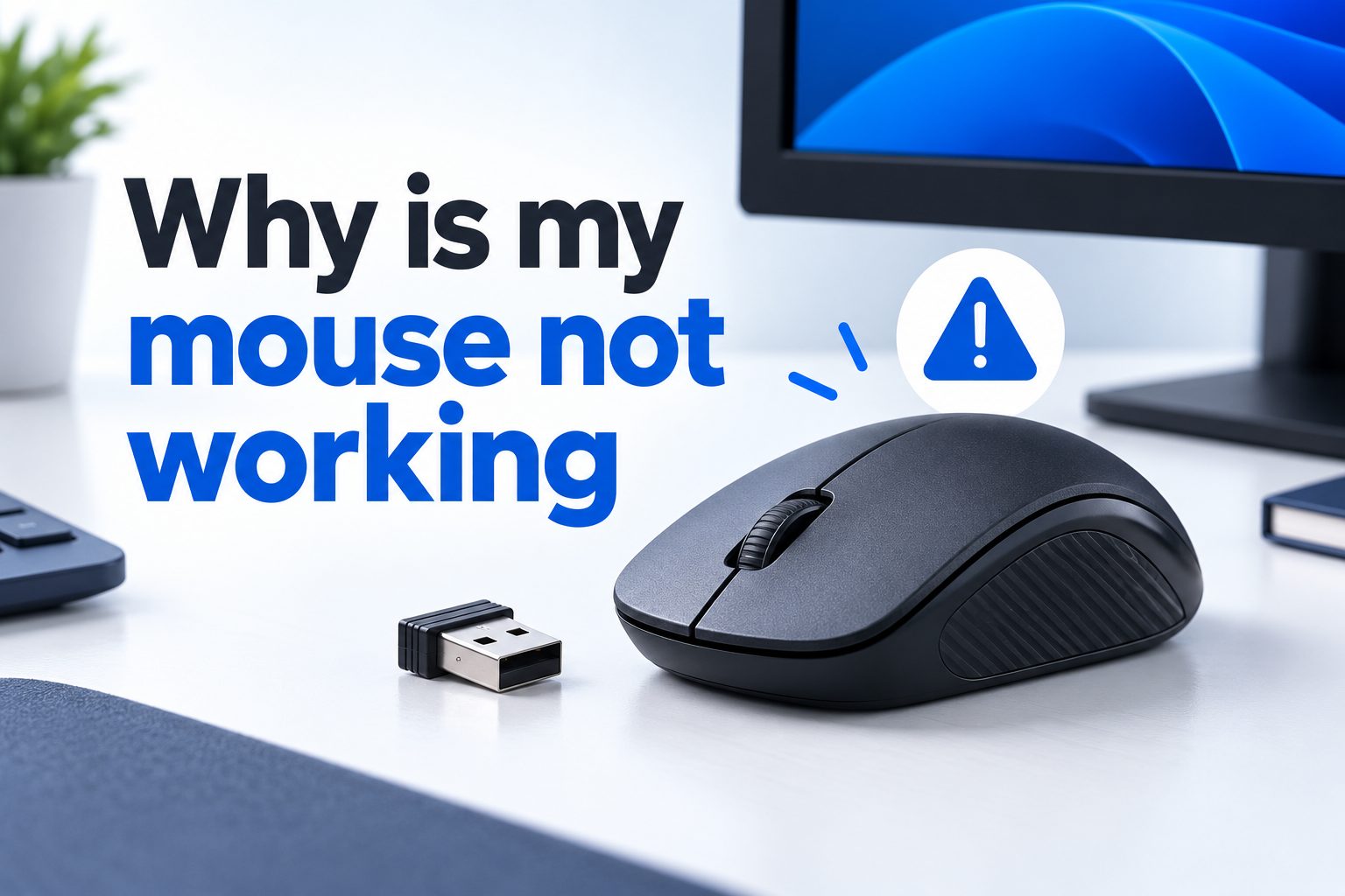 Wireless computer mouse on desk not responding next to laptop